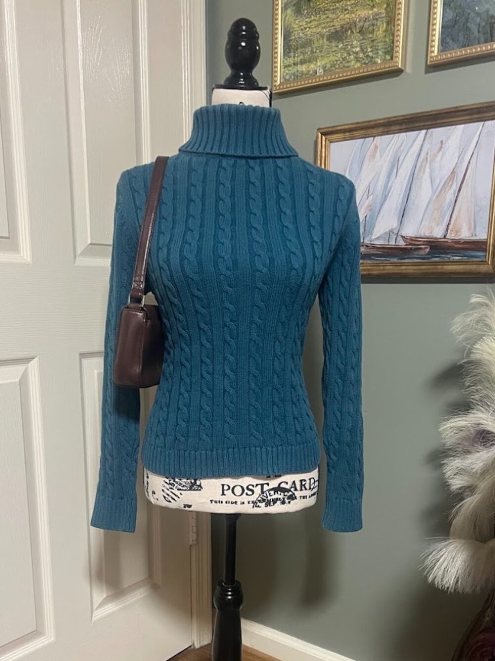 Vintage L.L. Bean cable knit pullover turtleneck sweater Size Medium